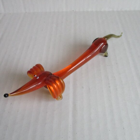 *Adorable! Dachshund Blown Glass Art Sculpture Amber Burnt Orange Tones - Picture 4 of 5
